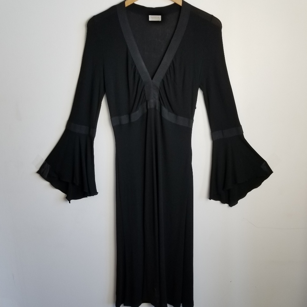 Valentino Roma Black Viscose Bell Sleeve Gown